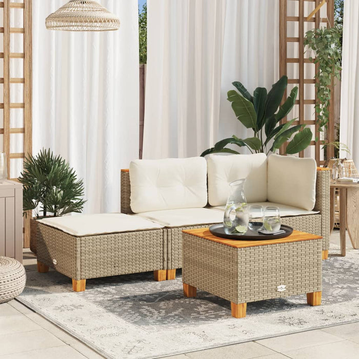 Sgabello Giardino con Cuscino Beige 63,5x56x32 cm in Polyrattan 365913