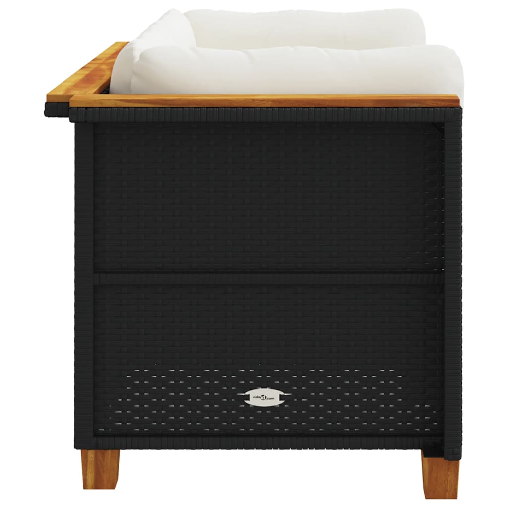 Divani Angolari da Giardino con Cuscini 2pz in Polyrattan Nero