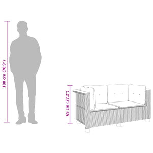 Divani Angolari da Giardino con Cuscini 2pz in Polyrattan Nero