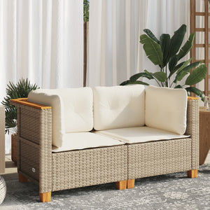 Divani Angolari da Giardino con Cuscini 2pz Polyrattan Beige