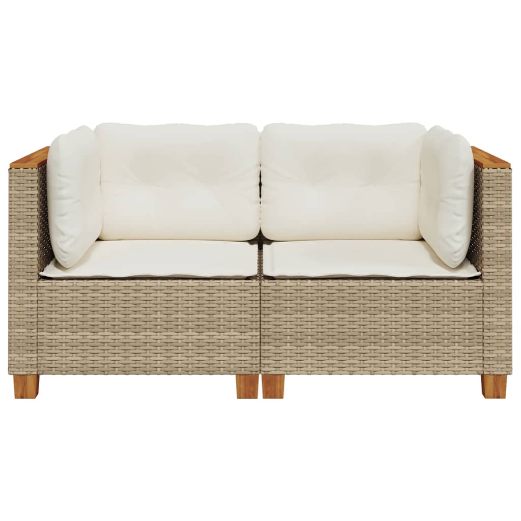 Divani Angolari da Giardino con Cuscini 2pz Polyrattan Beige
