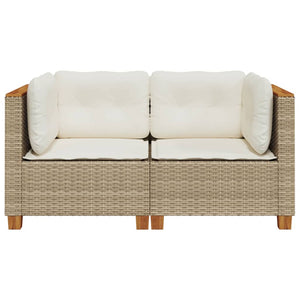 Divani Angolari da Giardino con Cuscini 2pz Polyrattan Beige