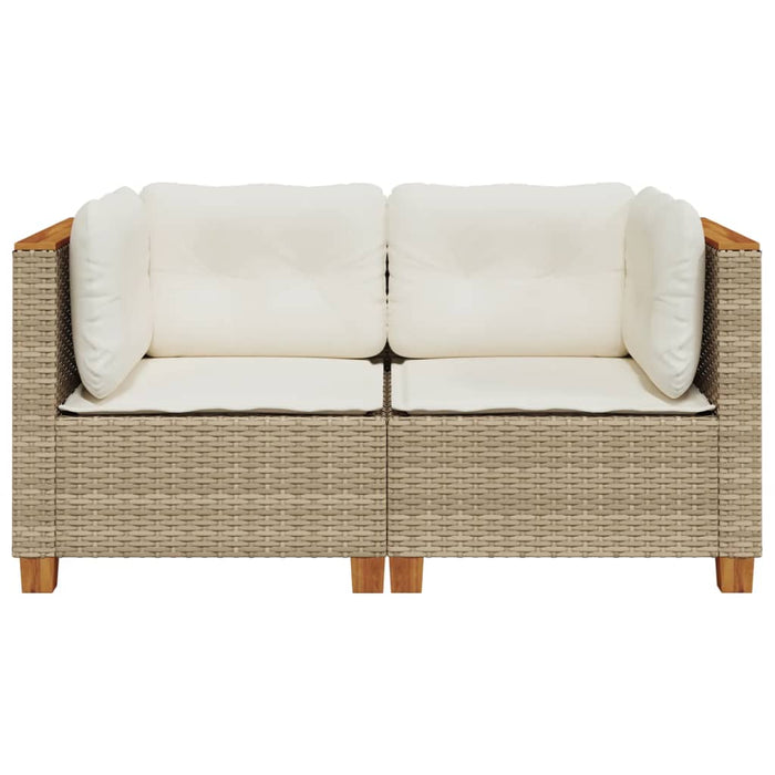 Divani Angolari da Giardino con Cuscini 2pz Polyrattan Beige