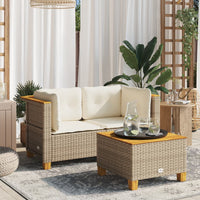 Divani Angolari da Giardino con Cuscini 2pz Polyrattan Beige