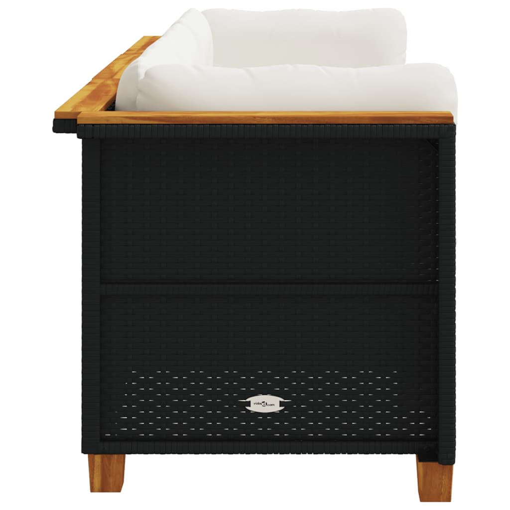 Divano da Giardino a 3 Posti con Cuscini Nero in Polyrattan 365917