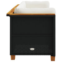 Divano da Giardino a 3 Posti con Cuscini Nero in Polyrattan 365917