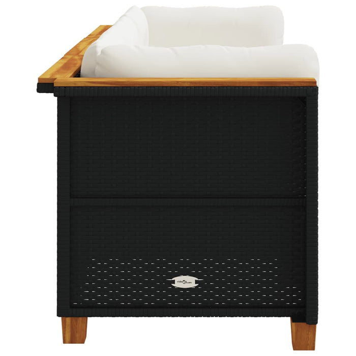 Divano da Giardino a 3 Posti con Cuscini Nero in Polyrattan 365917