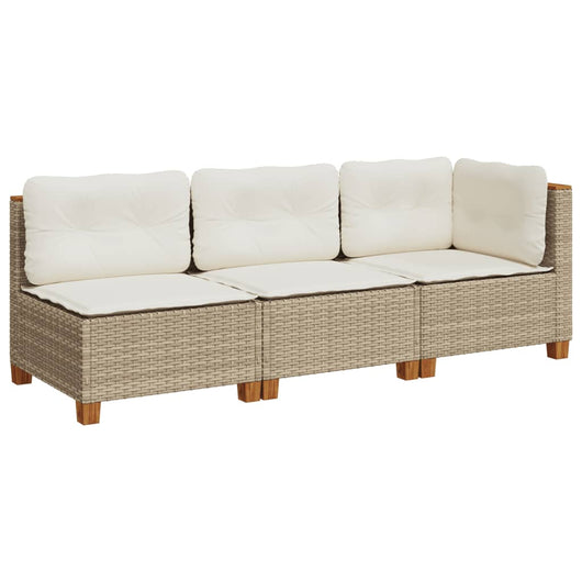 Divano da Giardino con Cuscini a 3 Posti Beige in Polyrattan 365922