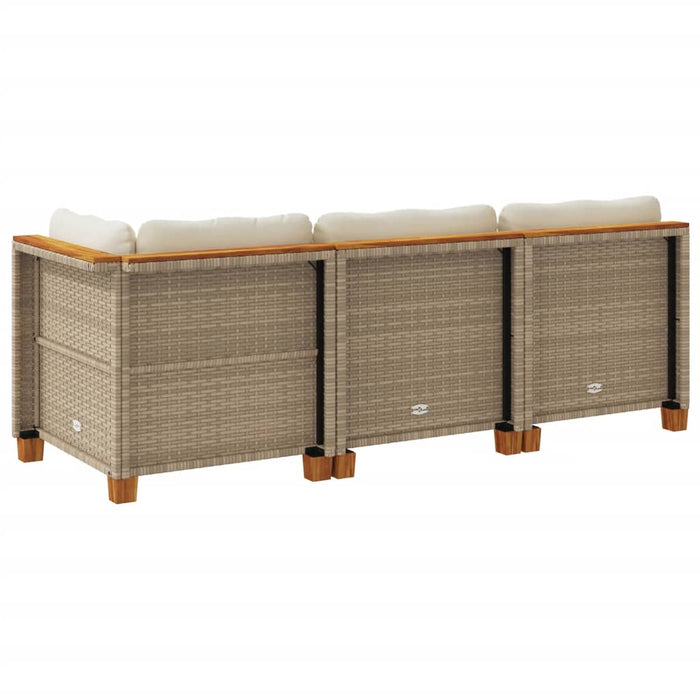 Divano da Giardino con Cuscini a 3 Posti Beige in Polyrattan 365922