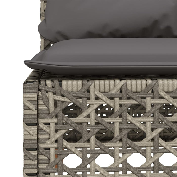 Divano Giardino Senza Braccioli con Cuscini Grigio Polyrattan