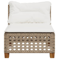 Divano Giardino Senza Braccioli con Cuscini Beige in Polyrattan