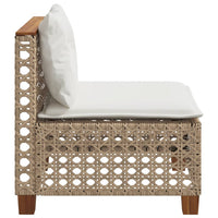Divano Giardino Senza Braccioli con Cuscini-Sofa da Giardino-Divanetto da esterno Beige in Polyrattan 203601