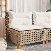 Divano Giardino Senza Braccioli con Cuscini Beige in Polyrattan 365928