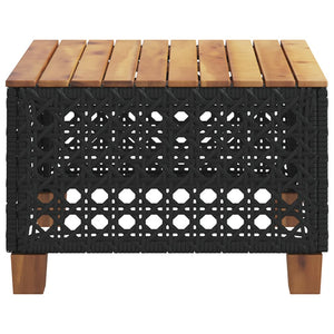vidaXL Tavolo da Giardino Nero 55x55x36cm in Polyrattan e Legno Acacia