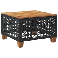 vidaXL Tavolo da Giardino Nero 55x55x36cm in Polyrattan e Legno Acacia