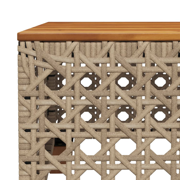 Tavolo da Giardino Beige 55x55x36 cm Polyrattan e Legno Acacia 365931