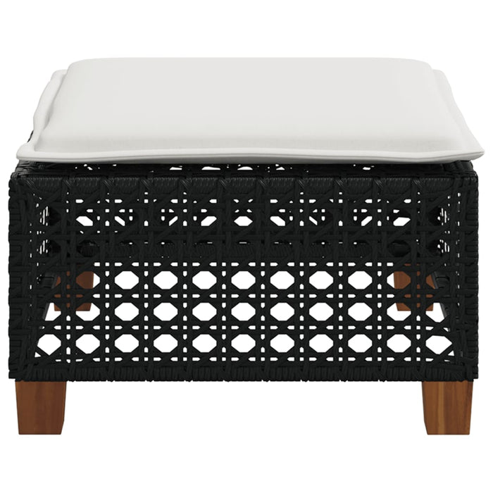 Sgabello Giardino con Cuscino Nero 63,5x56x32 cm in Polyrattan 365932