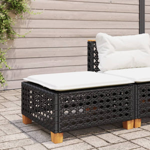 Sgabello Giardino con Cuscino Nero 63,5x56x32 cm in Polyrattancod mxl 116920