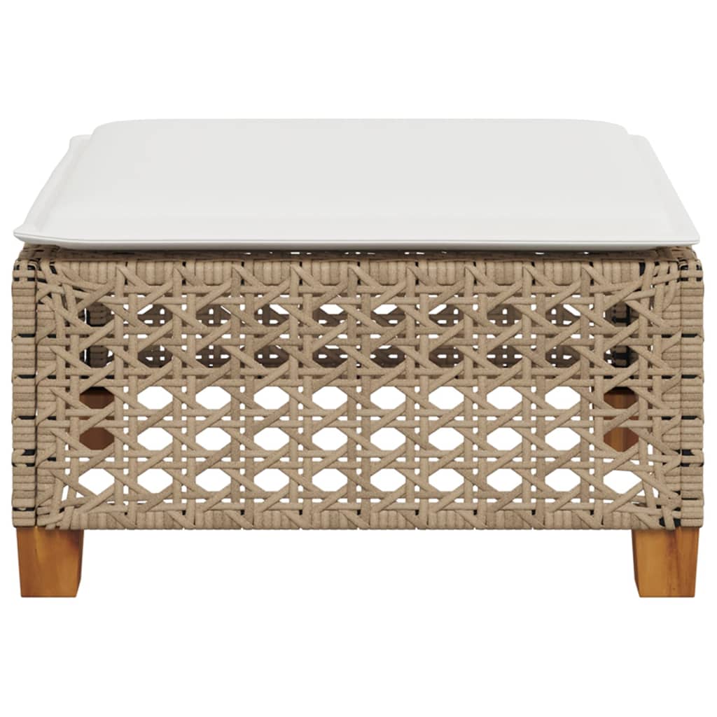Sgabello Giardino con Cuscino Beige 63,5x56x32 cm in Polyrattan 365934