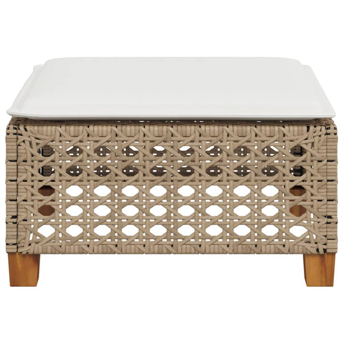 Sgabello Giardino con Cuscino Beige 63,5x56x32 cm in Polyrattan 365934