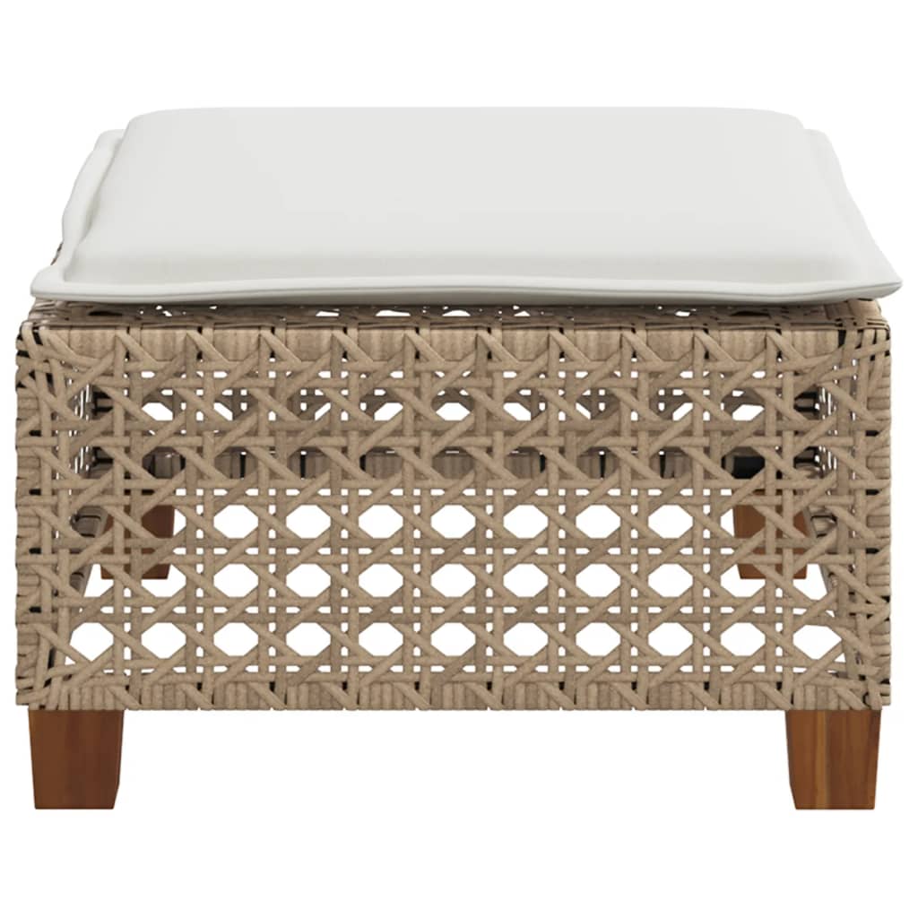 Sgabello Giardino con Cuscino Beige 63,5x56x32 cm in Polyrattan 365934