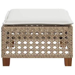 Sgabello Giardino con Cuscino Beige 63,5x56x32 cm in Polyrattan 365934