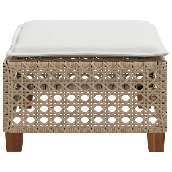 Sgabello Giardino con Cuscino Beige 63,5x56x32 cm in Polyrattan 365934