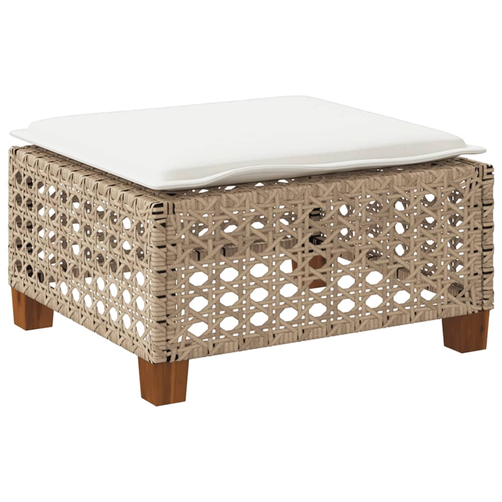 Sgabello Giardino con Cuscino Beige 63,5x56x32 cm in Polyrattan 365934