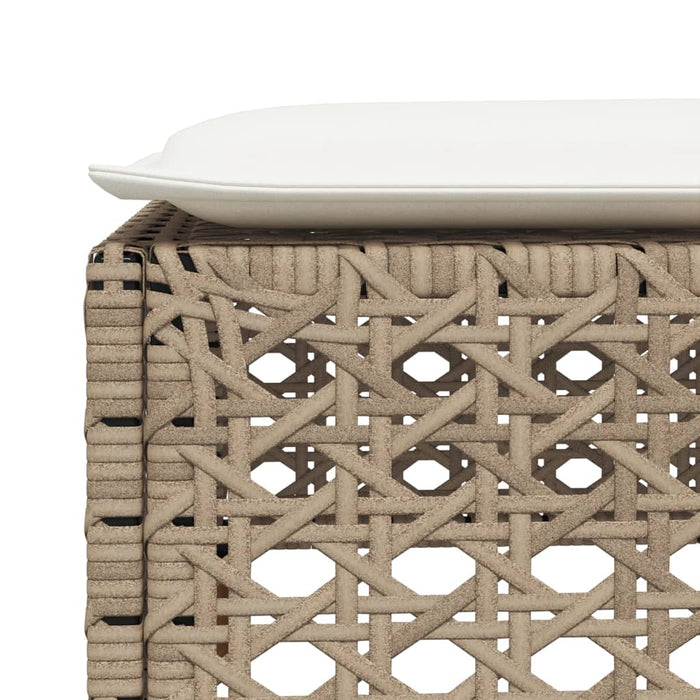 Sgabello Giardino con Cuscino Beige 63,5x56x32 cm in Polyrattan 365934