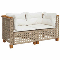 Divani Angolari da Giardino con Cuscini 2 Beige Polyrattan
