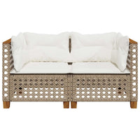 Divani Angolari da Giardino con Cuscini 2 Beige Polyrattan