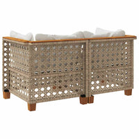 Divani Angolari da Giardino con Cuscini 2 Beige Polyrattan