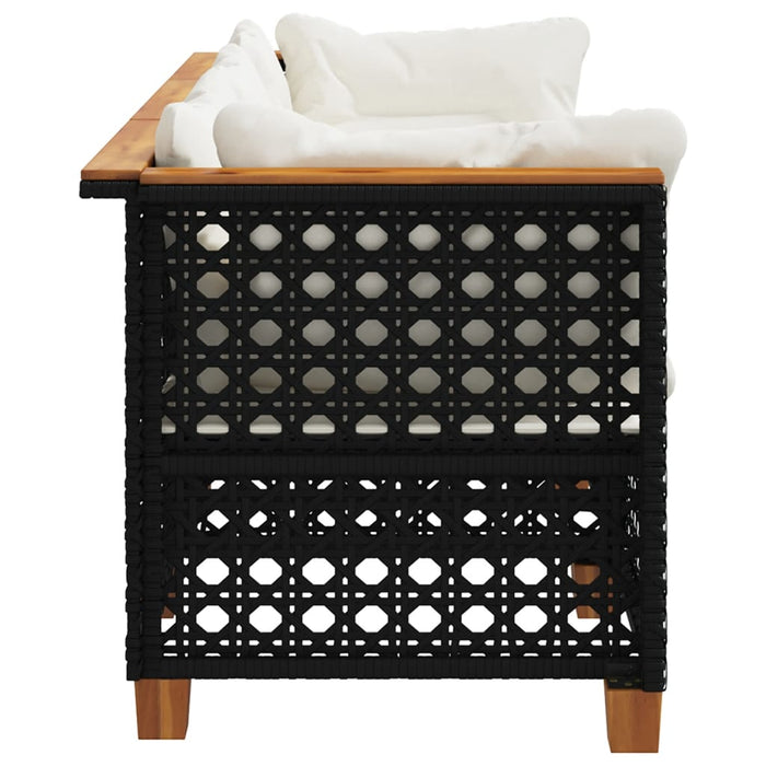 Divano da Giardino a 3 Posti con Cuscini Nero in Polyrattan 365938