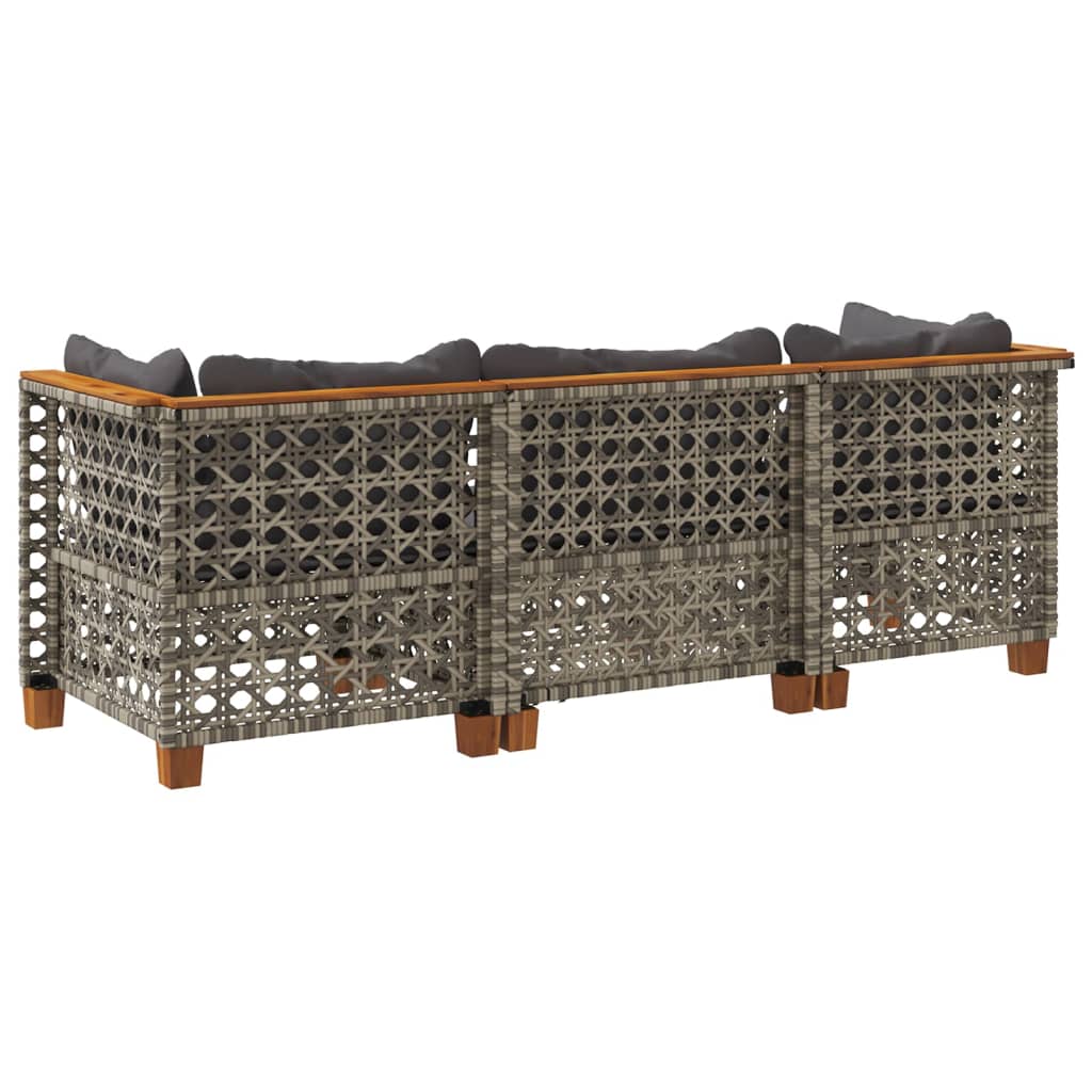 Divano da Giardino con Cuscini 3 Posti-Sofa da Giardino-Divano da esterno Grigio in Polyrattan 876789