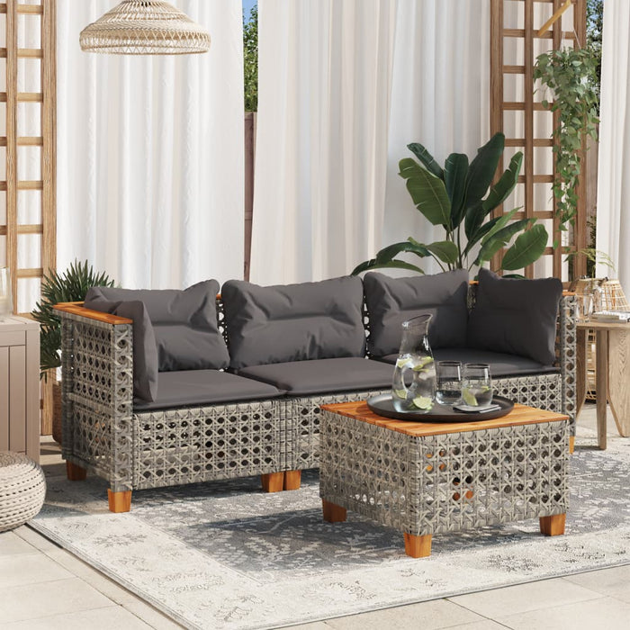 Divano da Giardino con Cuscini 3 Posti-Sofa da Giardino-Divano da esterno Grigio in Polyrattan 876789