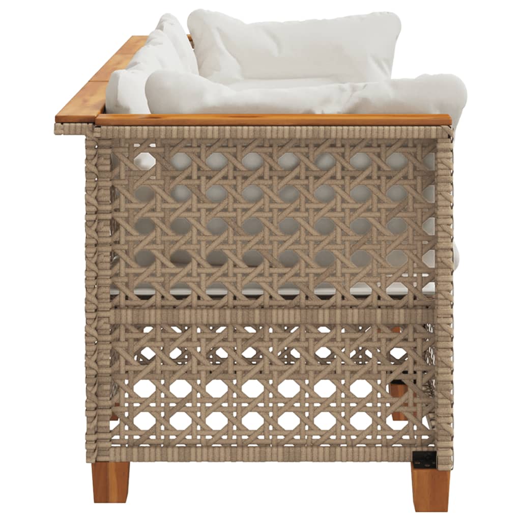 Divano da Giardino con Cuscini a 3 Posti Beige in Polyrattan