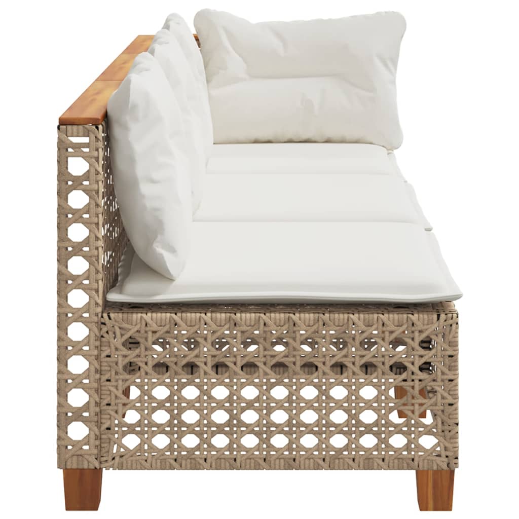 Divano da Giardino con Cuscini a 3 Posti Beige in Polyrattan