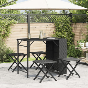 Set da Pranzo da Giardino Pieghevole 5 pz Nero in Polyrattan 365944