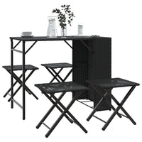 Set da Pranzo da Giardino Pieghevole 5 pz Nero in Polyrattan 365944