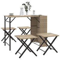 Set da Pranzo da Giardino Pieghevole 5pz Beige in Polyrattan 365947
