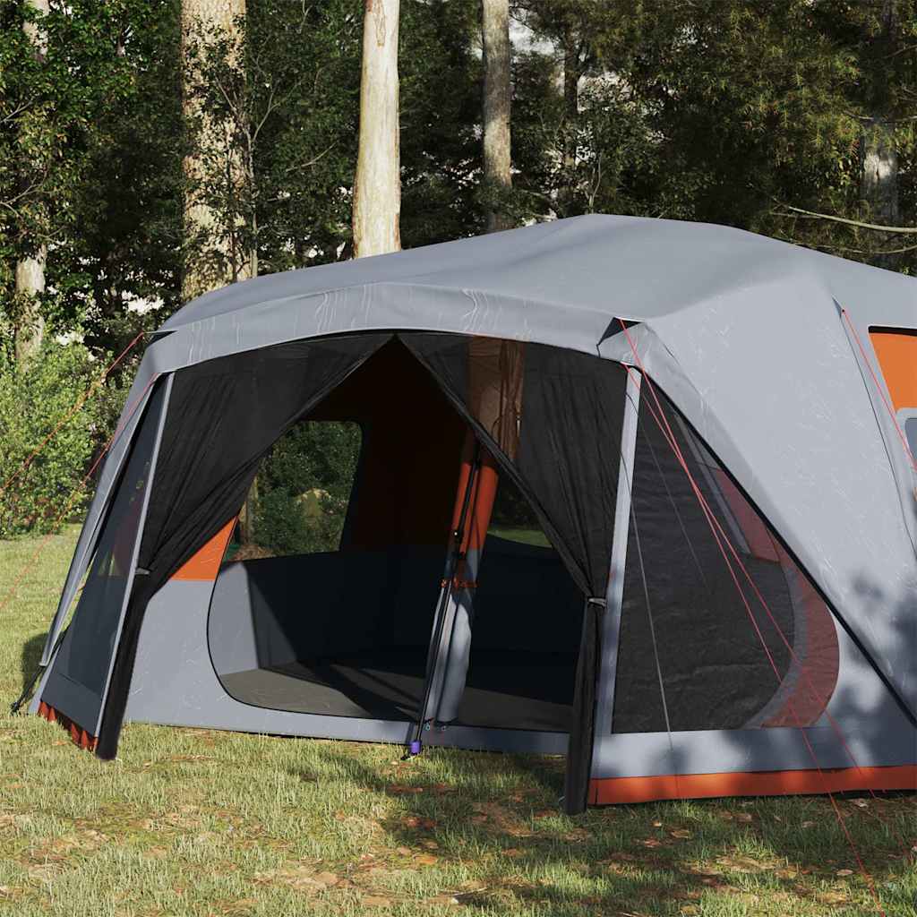 Tenda Campeggio 10 Persone Grigio e Arancione Impermeabile 94291