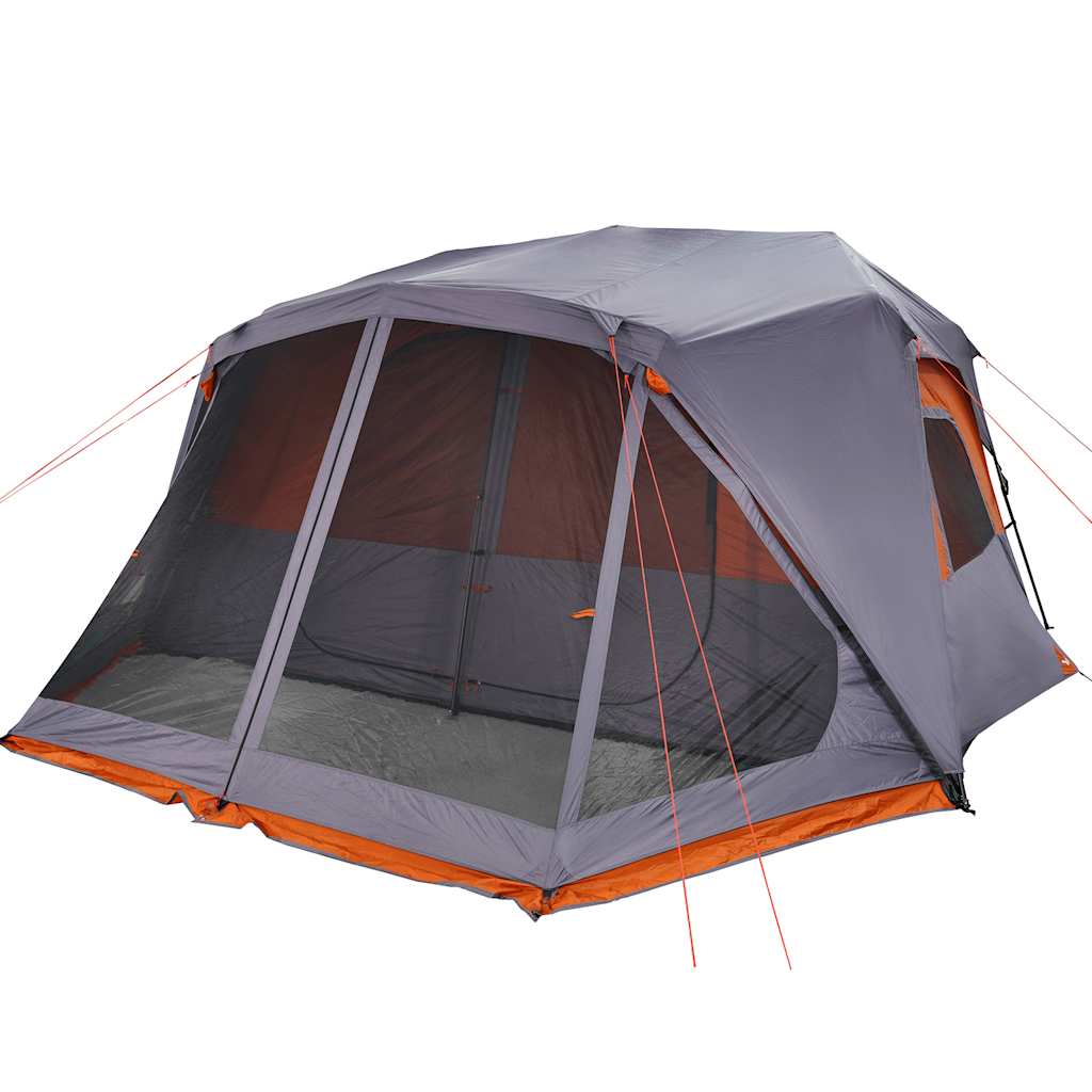 Tenda Campeggio 10 Persone Grigio e Arancione Impermeabile 94291