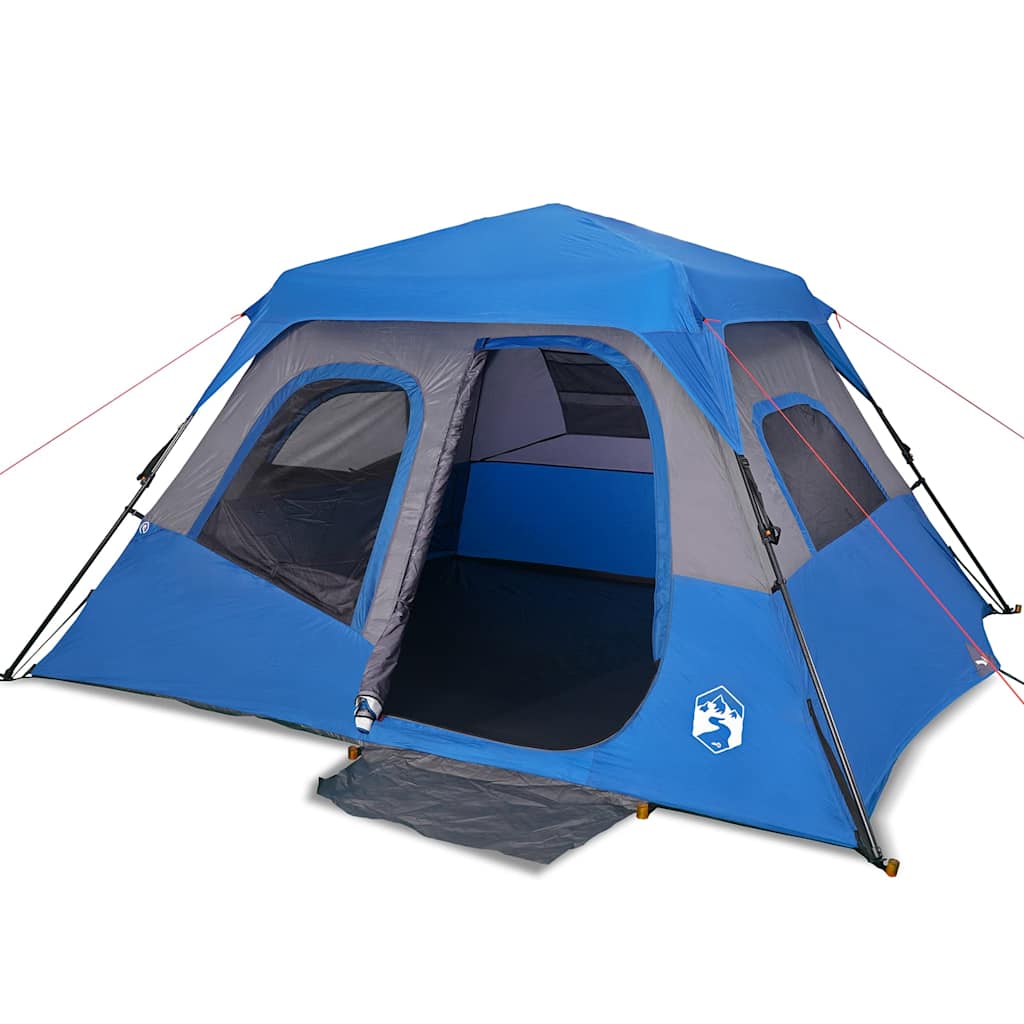 Tenda Campeggio 6 Persone Blu Rilascio Rapido Impermeabile 94295
