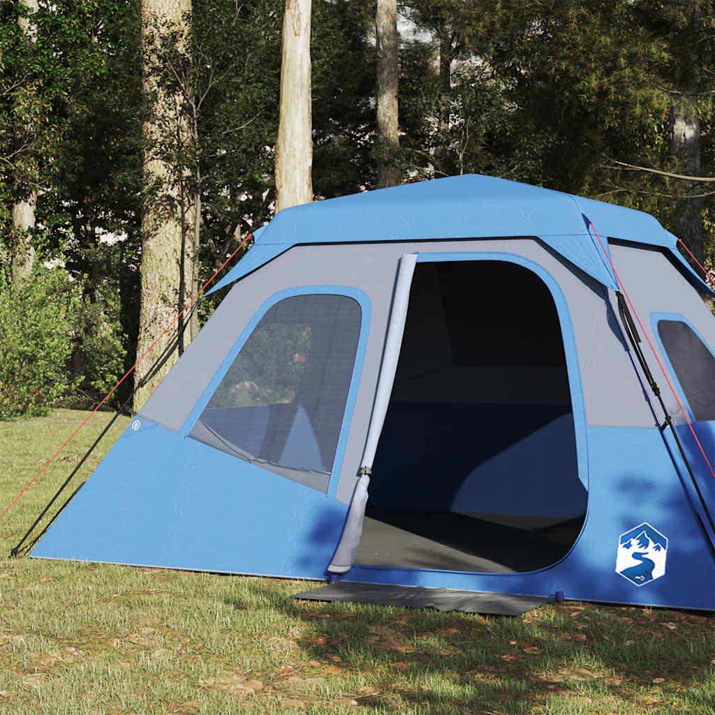 Tenda Campeggio 6 Persone Blu Rilascio Rapido Impermeabile 94295