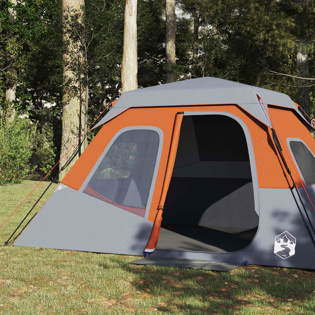 Tenda Campeggio 6 Persone Grigio e Arancione Impermeabile 94297