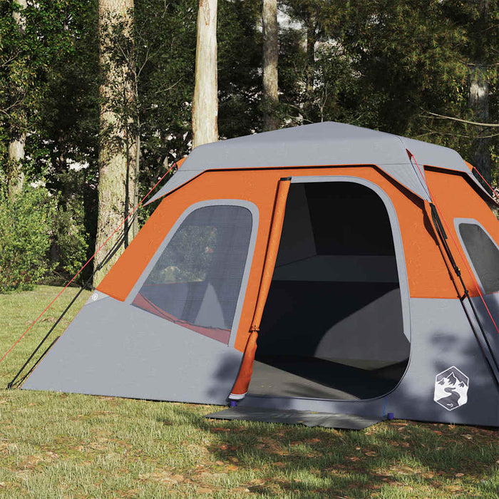 Tenda Campeggio 6 Persone Grigio e Arancione Impermeabile 94297