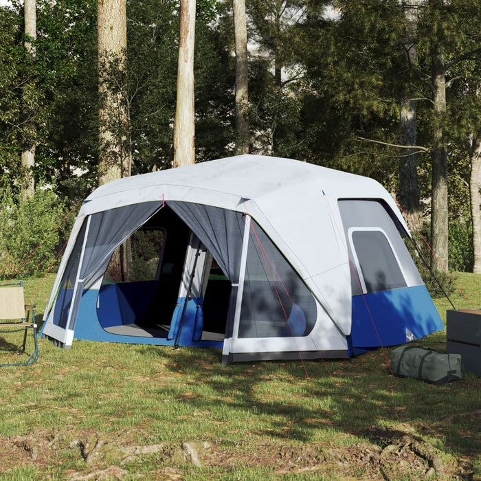 Tenda Famiglia con LED 10 Persone Blu Chiaro a Rilascio Rapido 94301