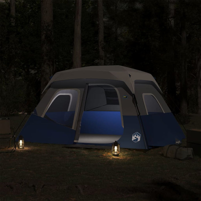 Tenda Famiglia con LED 6 Persone Blu Chiaro a Rilascio Rapido
