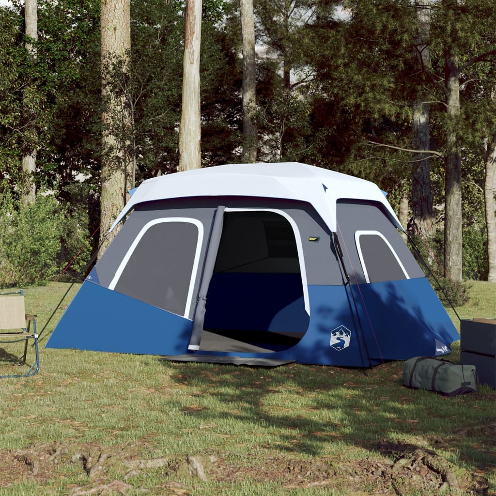 Tenda Famiglia con LED 6 Persone Blu Chiaro a Rilascio Rapido 94307