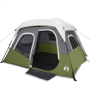 Tenda Famiglia con LED 6 Persone Verde Chiaro Rilascio Rapido 94308